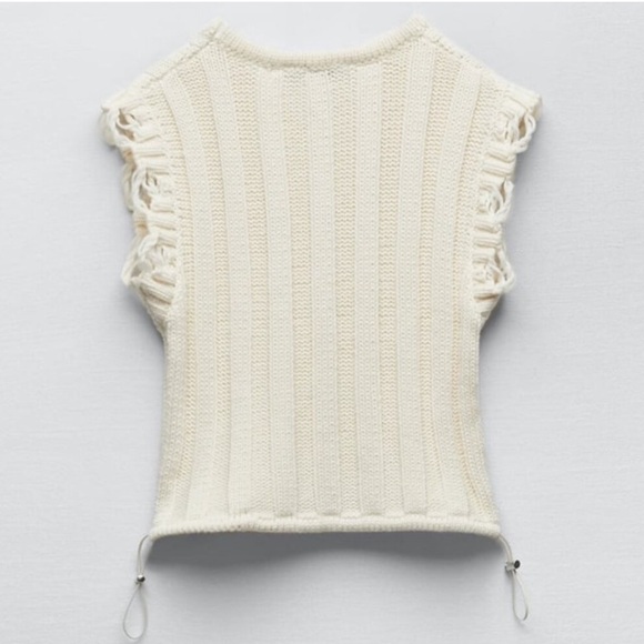 Zara Cream Knit Crop Top - Picture 3 of 8